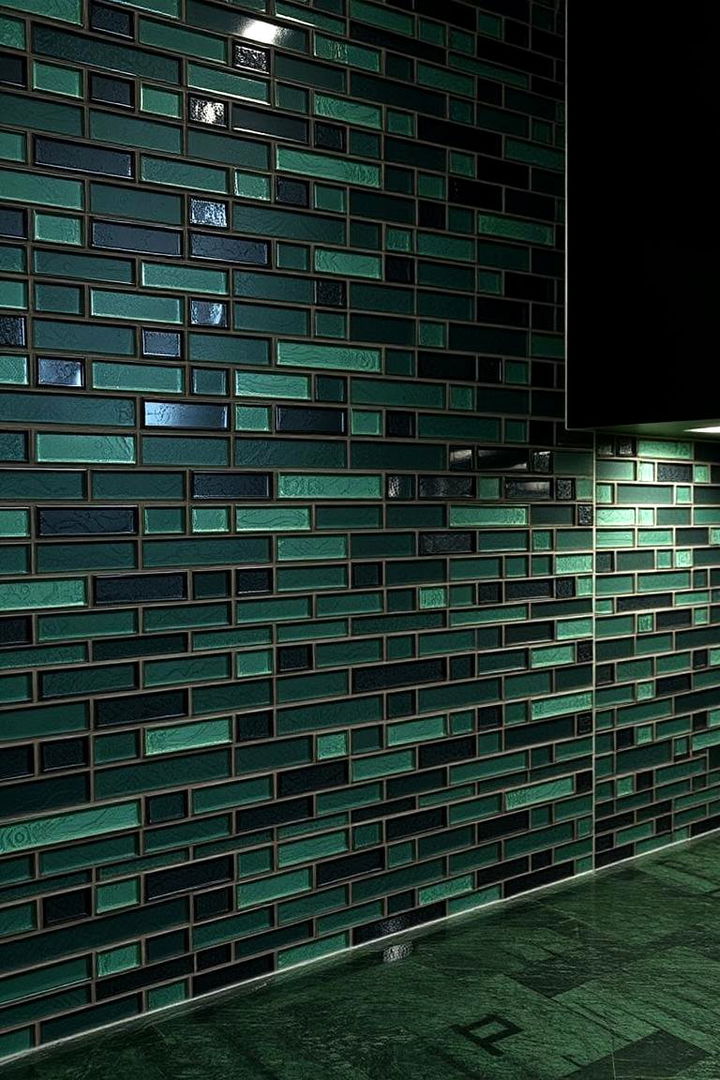 Artistic Dark Green Tile Patterns - 22 Dark Green Kitchen Ideas