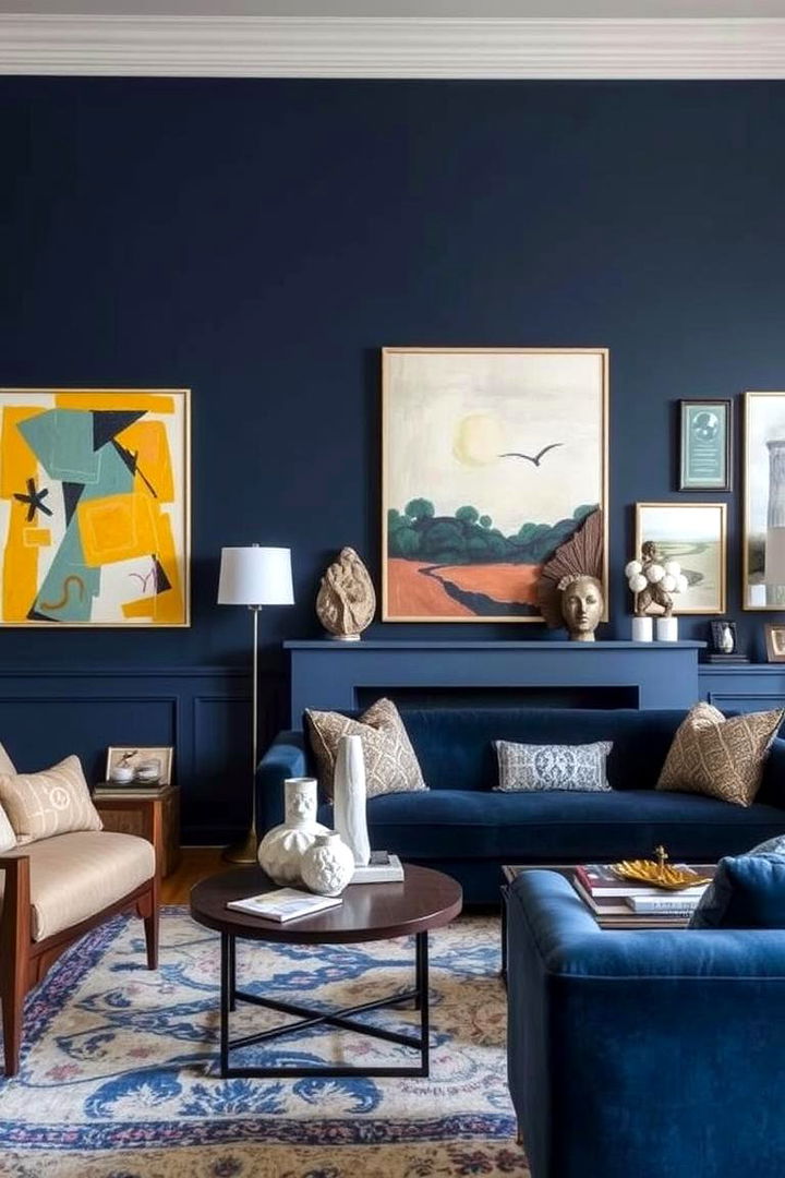 Artistic Decor Impact - 22 Navy Blue Living Room Ideas