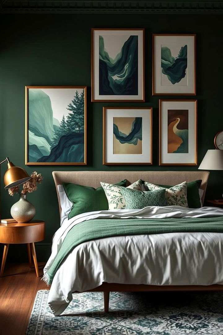 Artistic Decor in Forest Green - 22 Forest Green Bedroom Ideas