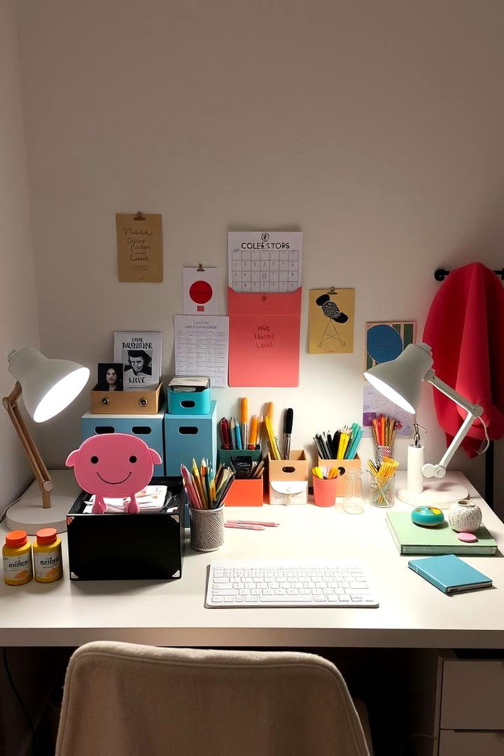 Artistic Desk Space Setup - 22 Boho Dorm Room Ideas