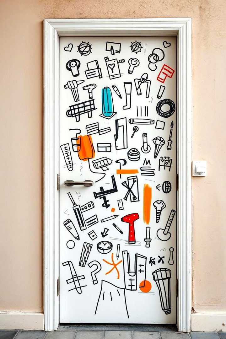 Artistic Doodles Decor - 22 Bedroom Door Decorating Ideas