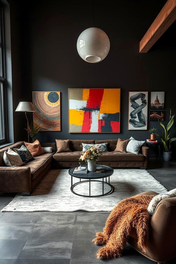Artistic Eclectic Touch - 22 Dark Brown Couch Living Room Ideas