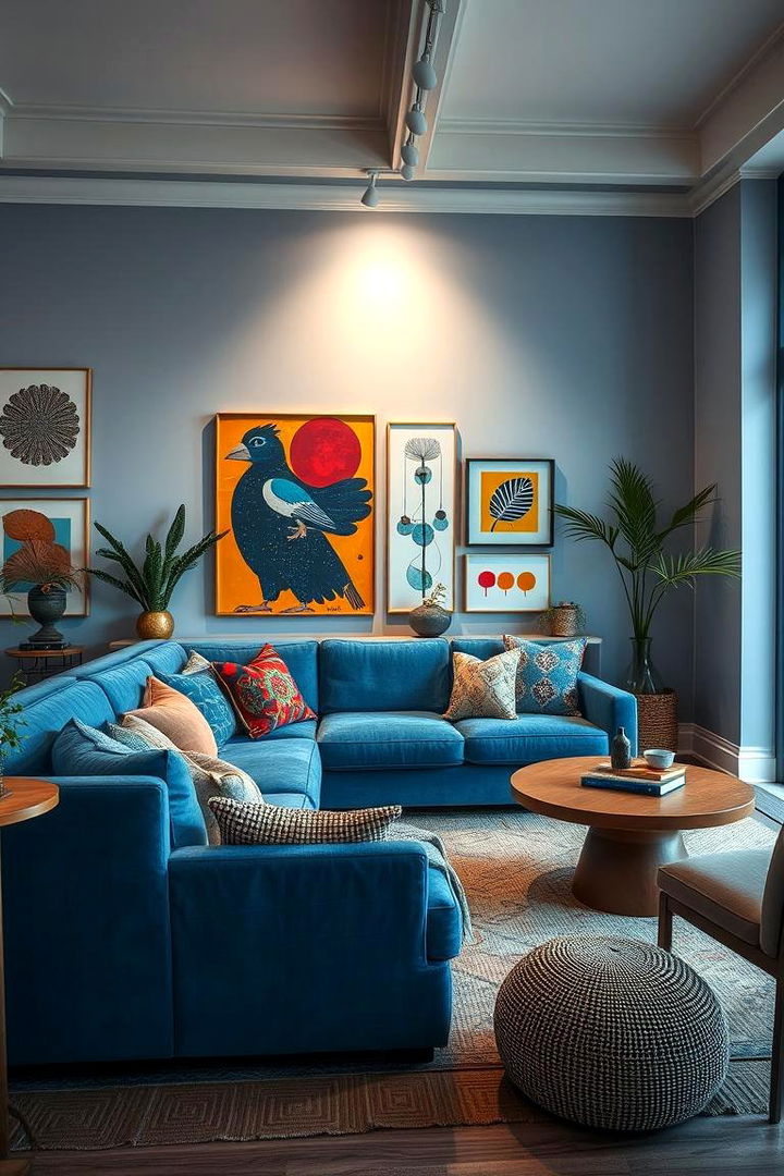 Artistic Expression Space - 22 Blue Couch Living Room Ideas