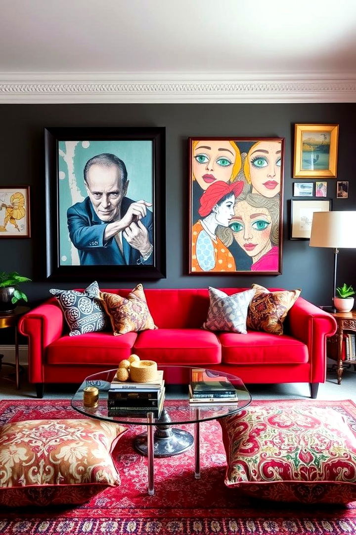 Artistic Expression and Creative Vibes - 22 Red Couch Living Room Ideas