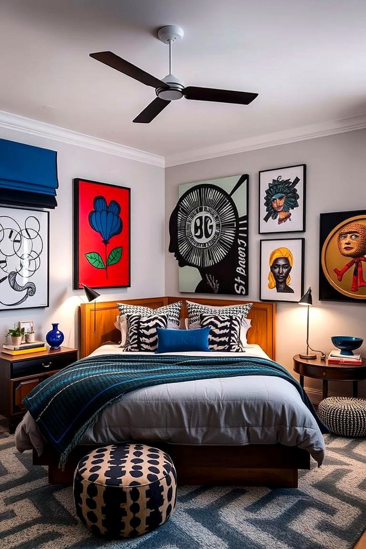 Artistic Expression in Bold Hues - 22 Black and Blue Bedroom Ideas
