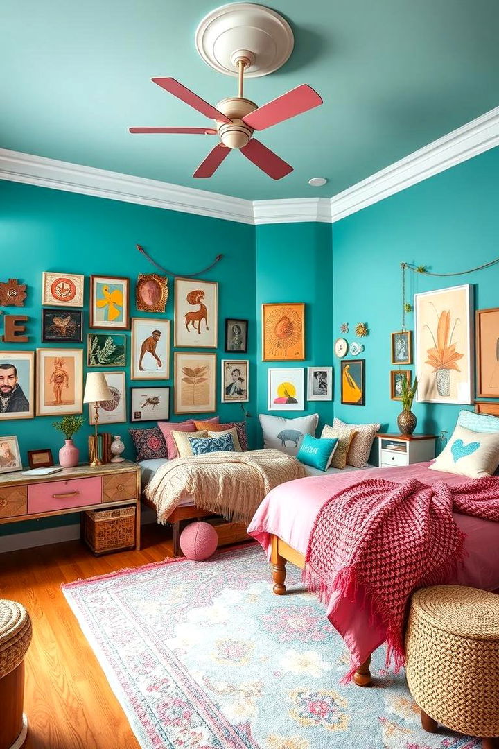 Artistic Expression in Color - 22 Teal and Pink Bedroom Ideas