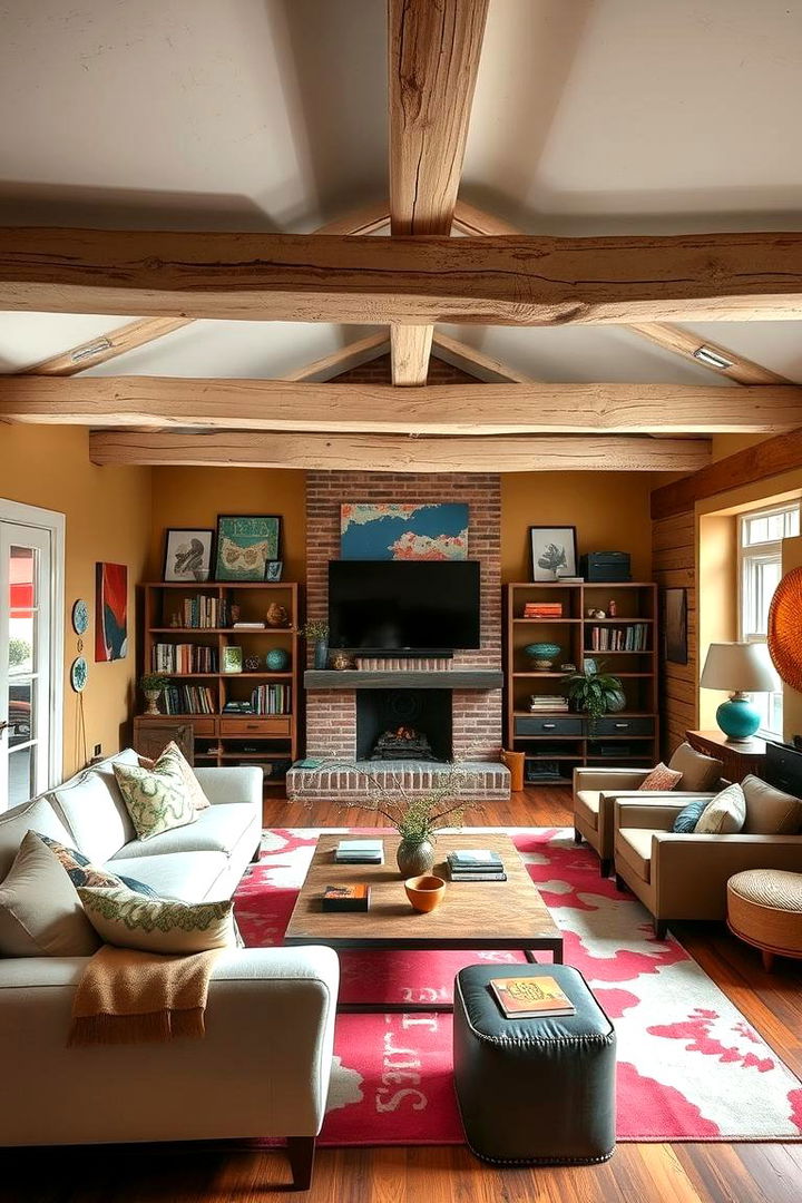 Artistic Expression with Exposed Beam Accents - 22 Exposed Beam Living Room Ideas