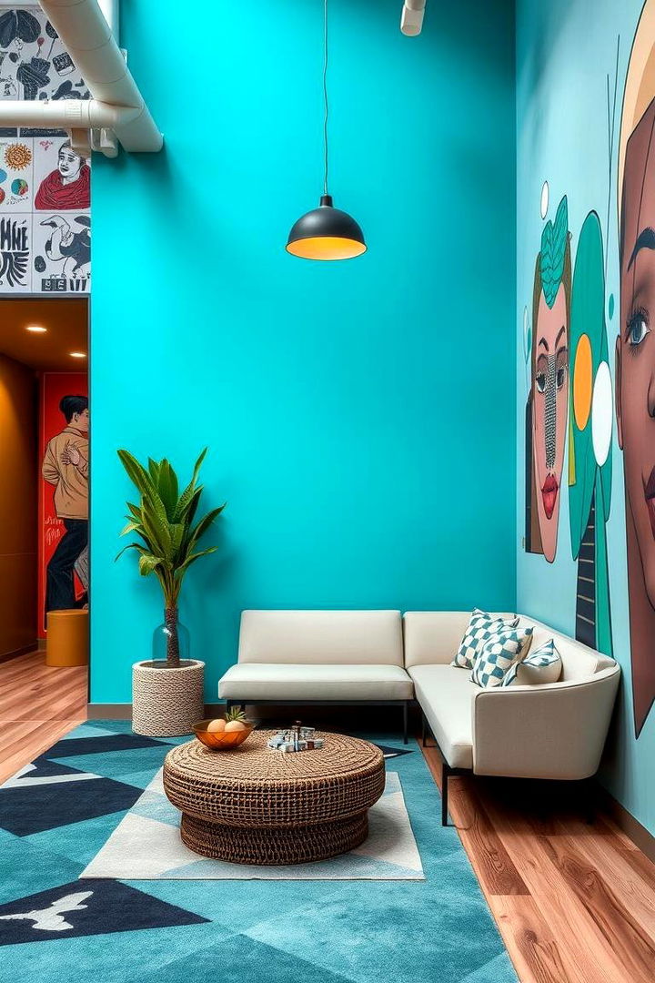 Artistic Expression with Turquoise Walls - 22 Turquoise Bedroom Ideas