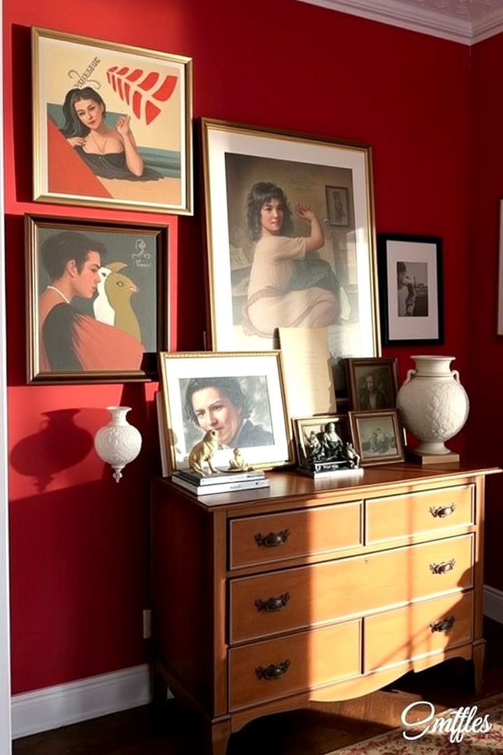 Artistic Expression with a Gallery Style Display - 22 Dresser Decor Ideas