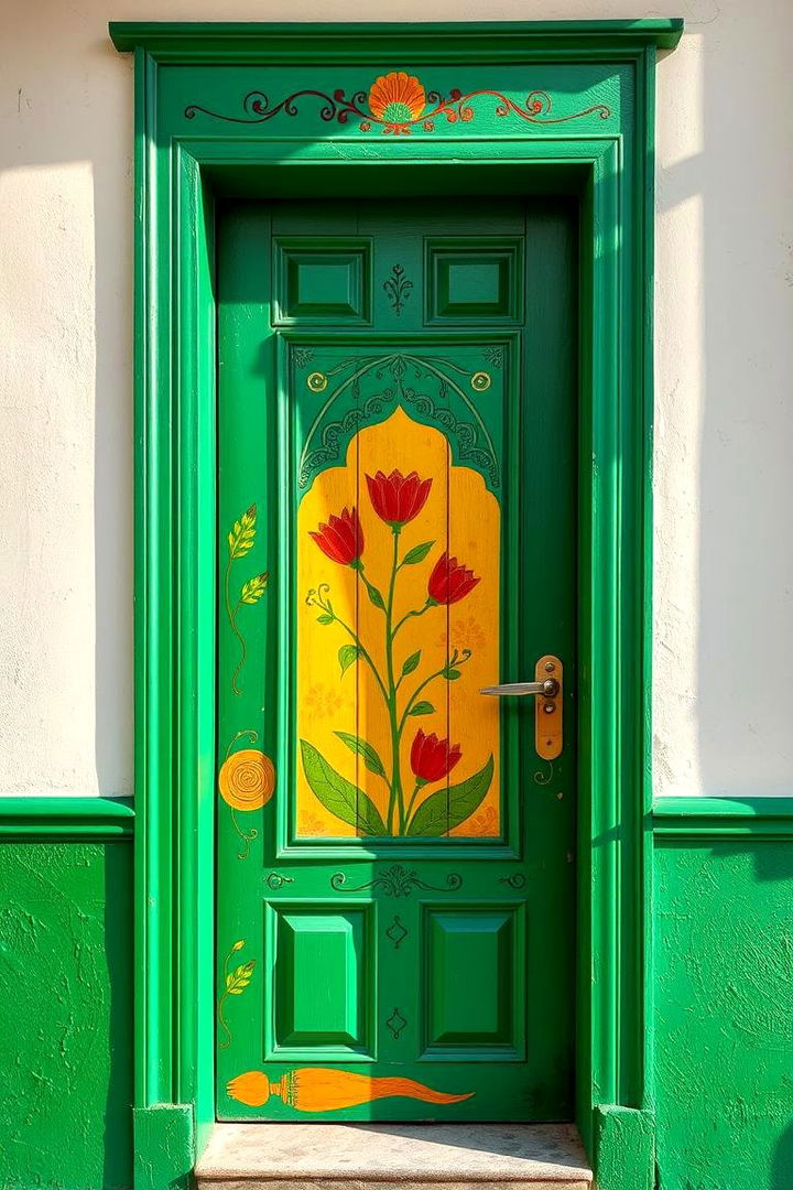 Artistic Facade Accents - 22 Emerald Green Front Door Ideas