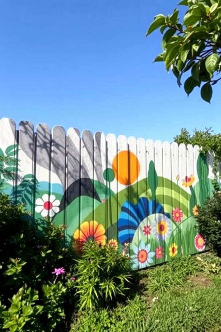 Artistic Fence Mural Displays - 22 Simple Fence Line Landscaping Ideas