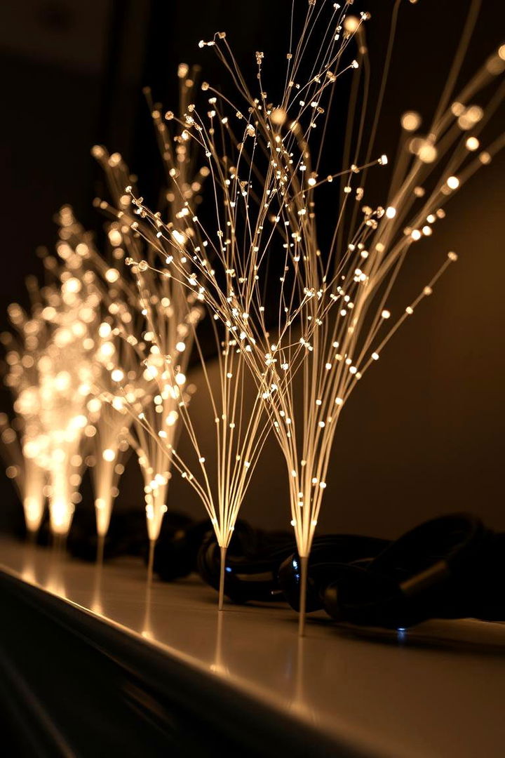 Artistic Fiber Optic Displays - 22 Fireplace Mantel Lighting Ideas