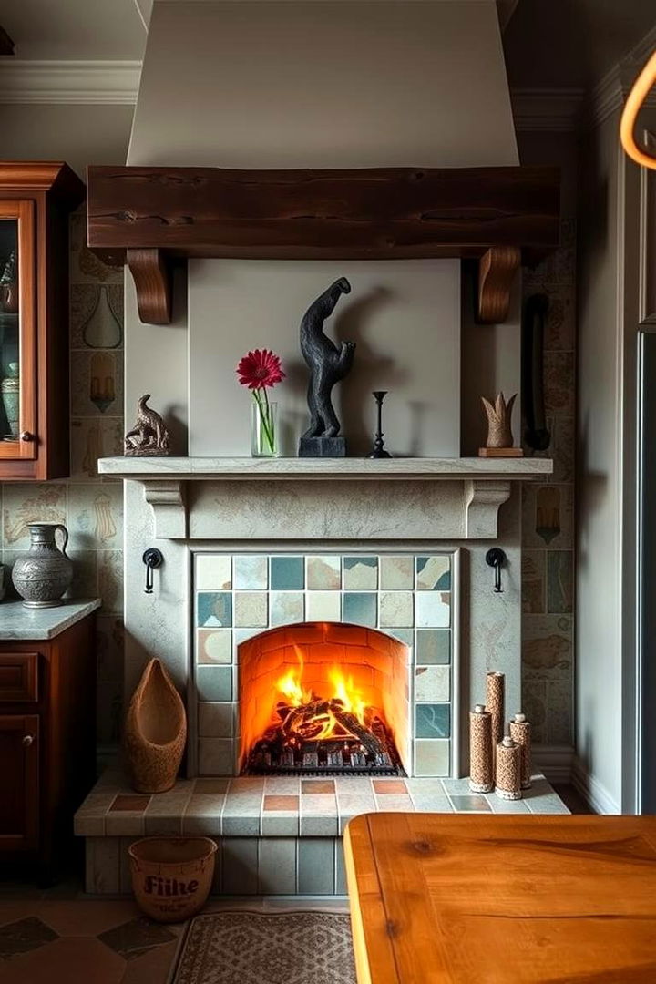 Artistic Fireplace Accents - 22 Kitchens With Fireplaces