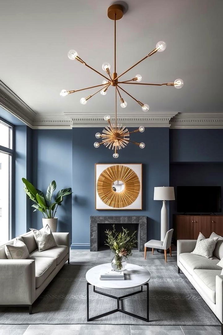 Artistic Fixtures and Details - 22 grey floor living room with blue walls ideas