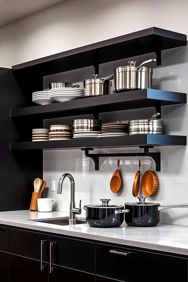 Artistic Floating Shelves - 22 Open Shelving Kitchen Ideas