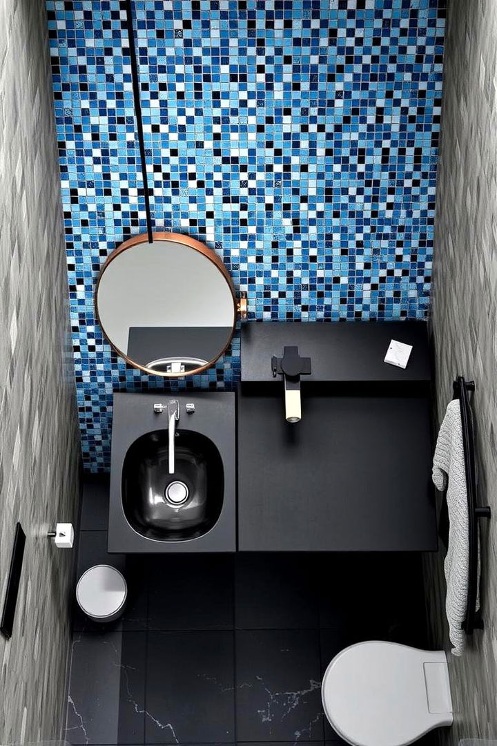 Artistic Fusion of Color and Form - 22 black and blue bathroom ideas