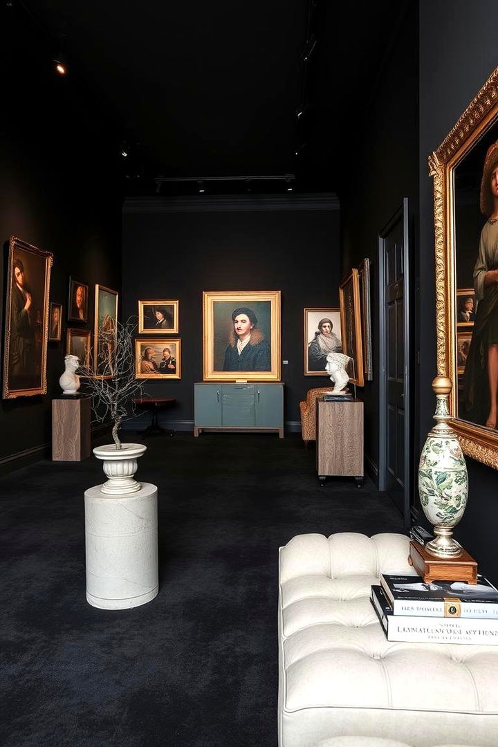 Artistic Gallery Ambience - 22 Black Carpet Living Room Ideas