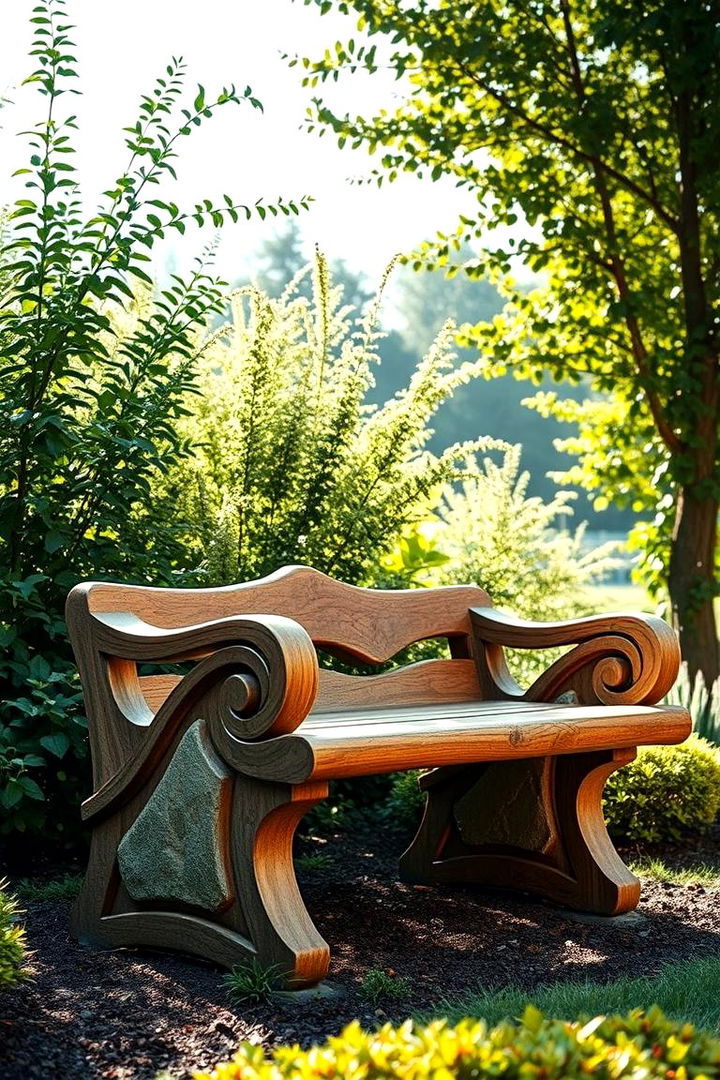 Artistic Garden Bench - 22 Garden Focal Point Ideas
