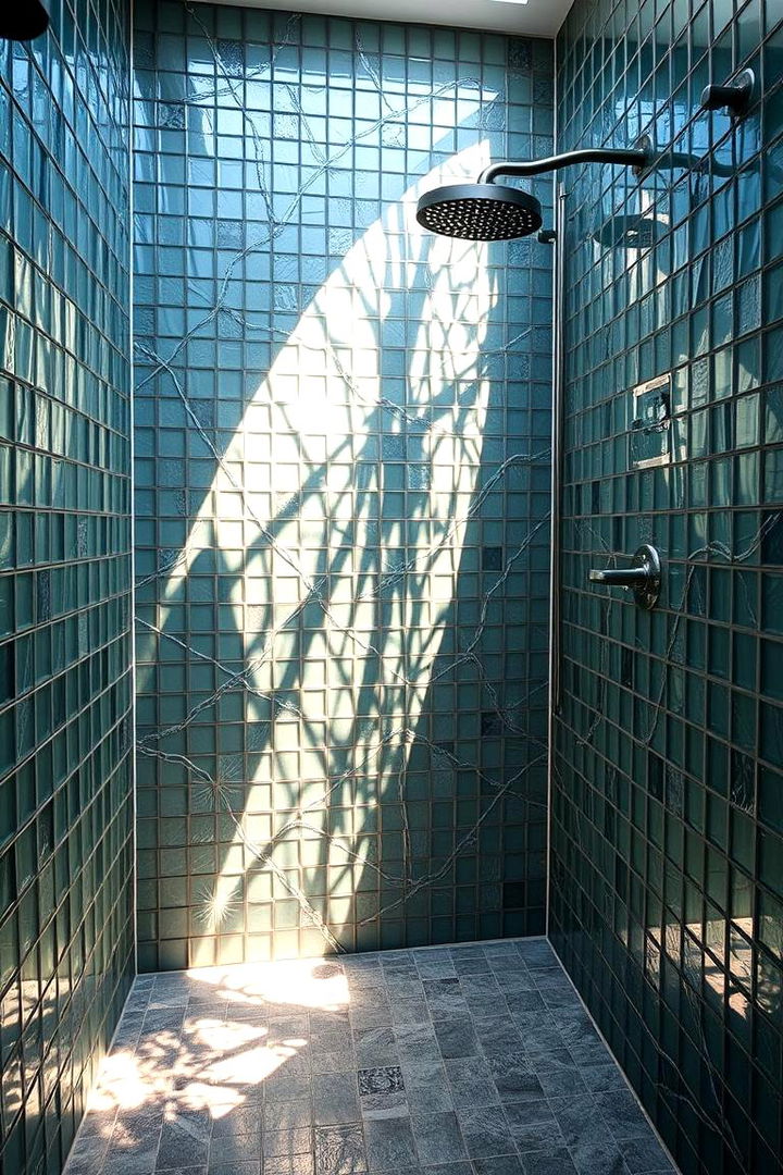 Artistic Glass Tile Features - 22 Bathroom Shower Ideas