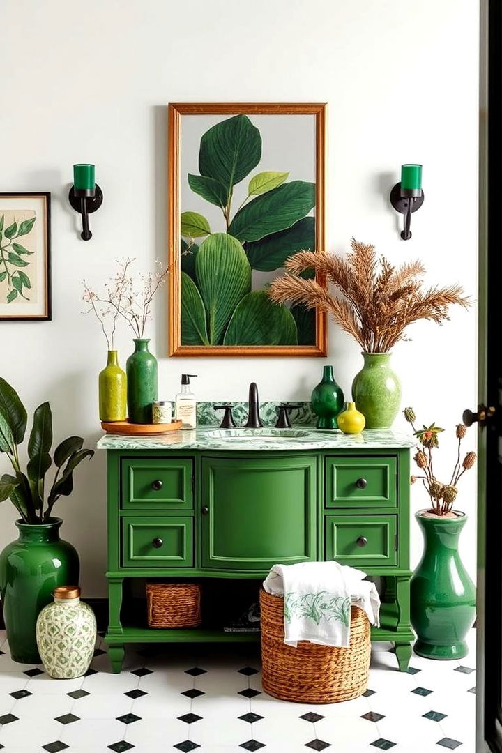 Artistic Green Accessories - 22 Bathroom With Green Vanity