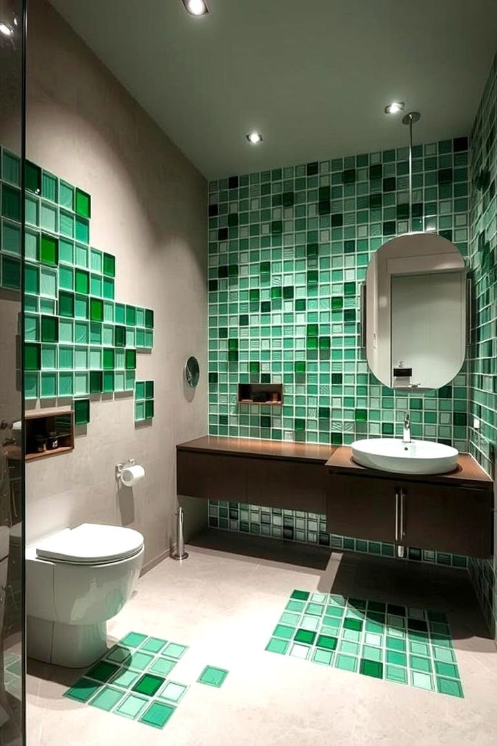 Artistic Green Tile Installations - 22 Green Tile Bathroom Ideas