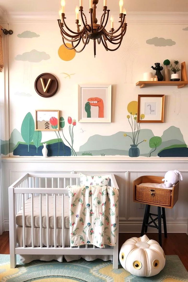 Artistic Hand Painted Details - 22 Wainscoting Nursery Ideas