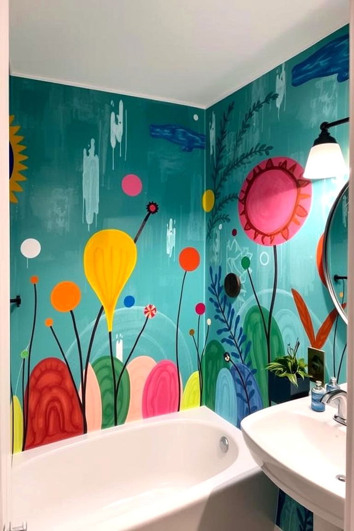 Artistic Hand Painted Murals - 22 Quirky Bathroom Ideas