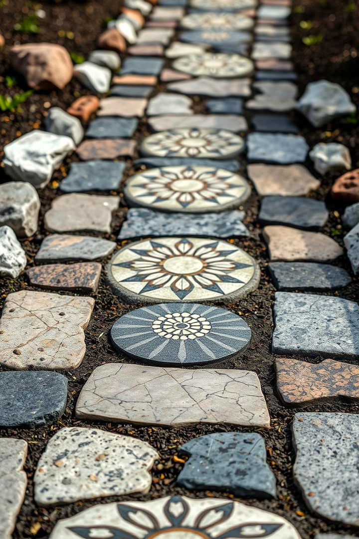 Artistic Inlay Designs Path - 22 Granite Walkway Ideas