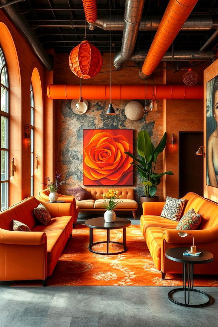 Artistic Inspiration Lounge with Burnt Orange Elements - 22 Burnt Orange Living Room Ideas