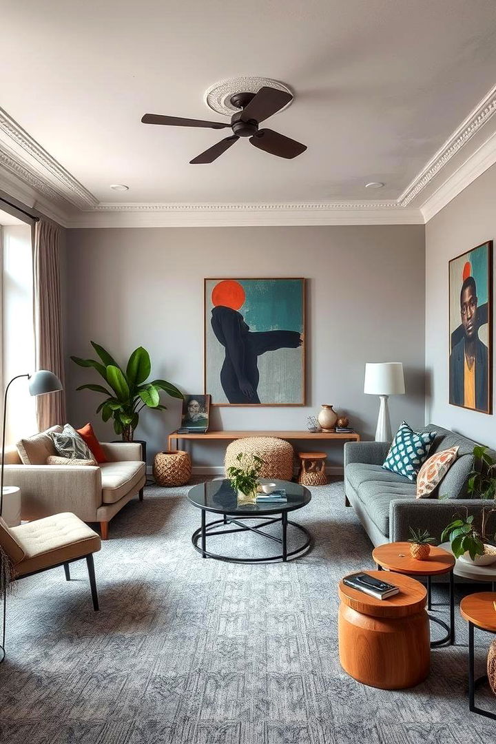 Artistic Interpretive Decor - 22 grey carpet living room ideas