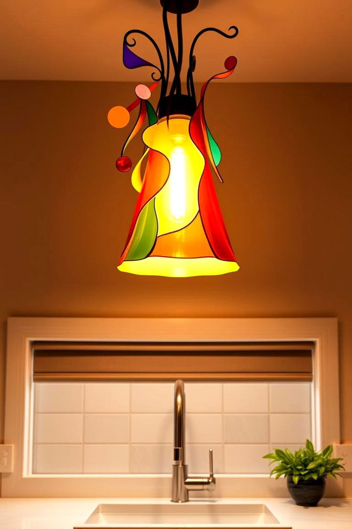 Artistic Light Fixture as a Statement Piece - 22 Kitchen Sink Lighting Ideas