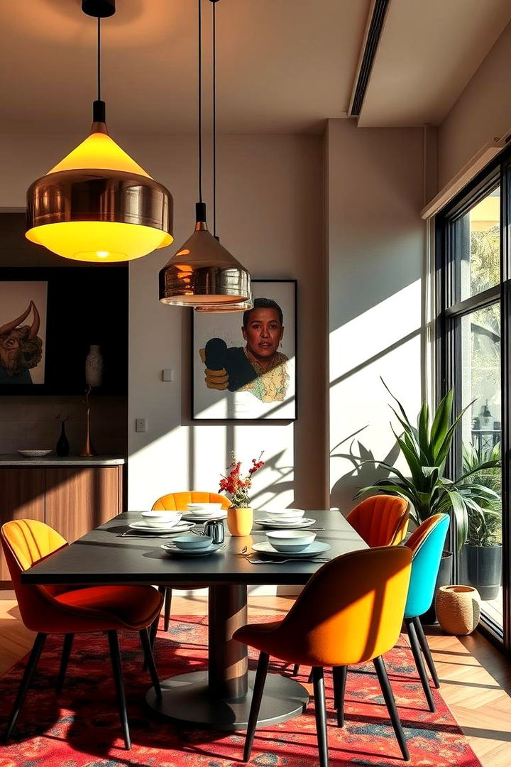 Artistic Lighting Accents - 22 Colorful Dining Room Ideas