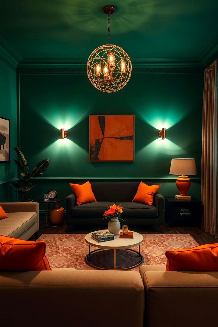 Artistic Lighting Fixtures - 22 Green and Orange Living Room Ideas
