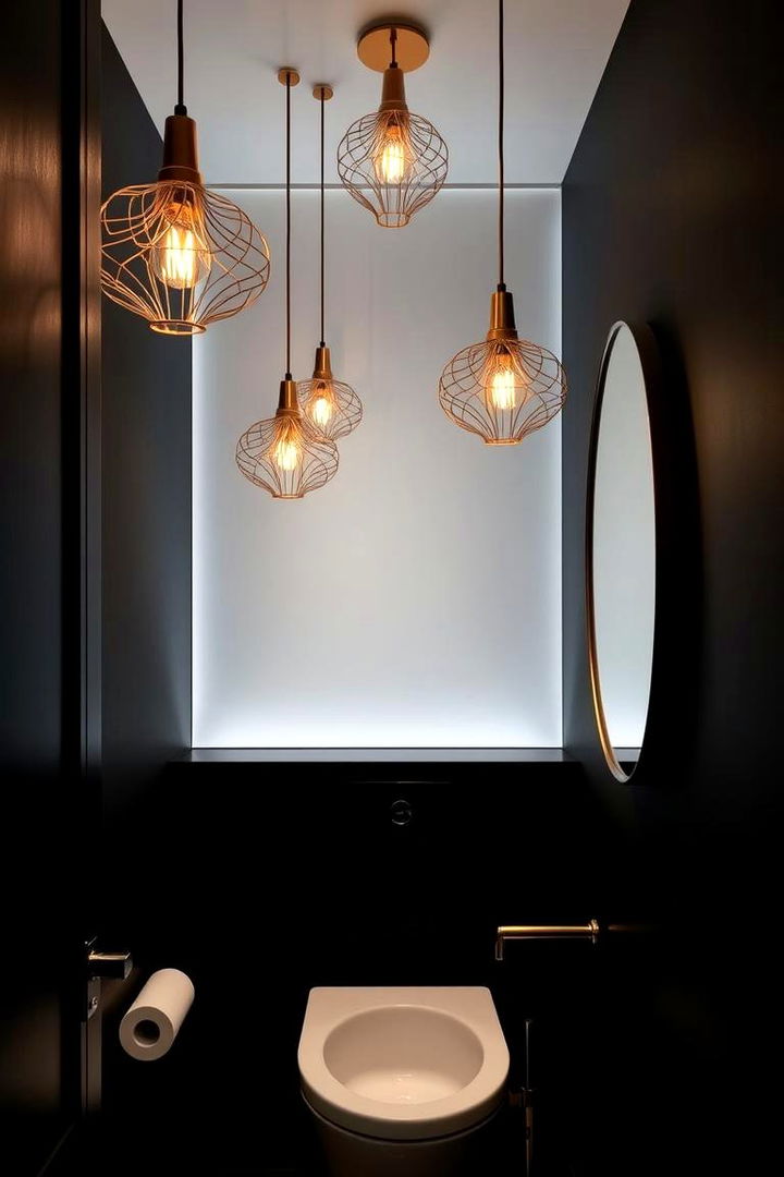 Artistic Lighting Installations - 22 black and gold powder room ideas