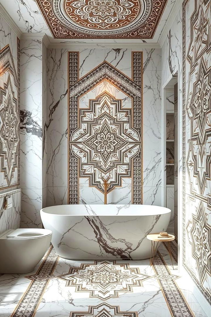 Artistic Marble Inlay Designs - 22 Marble Bathroom Ideas