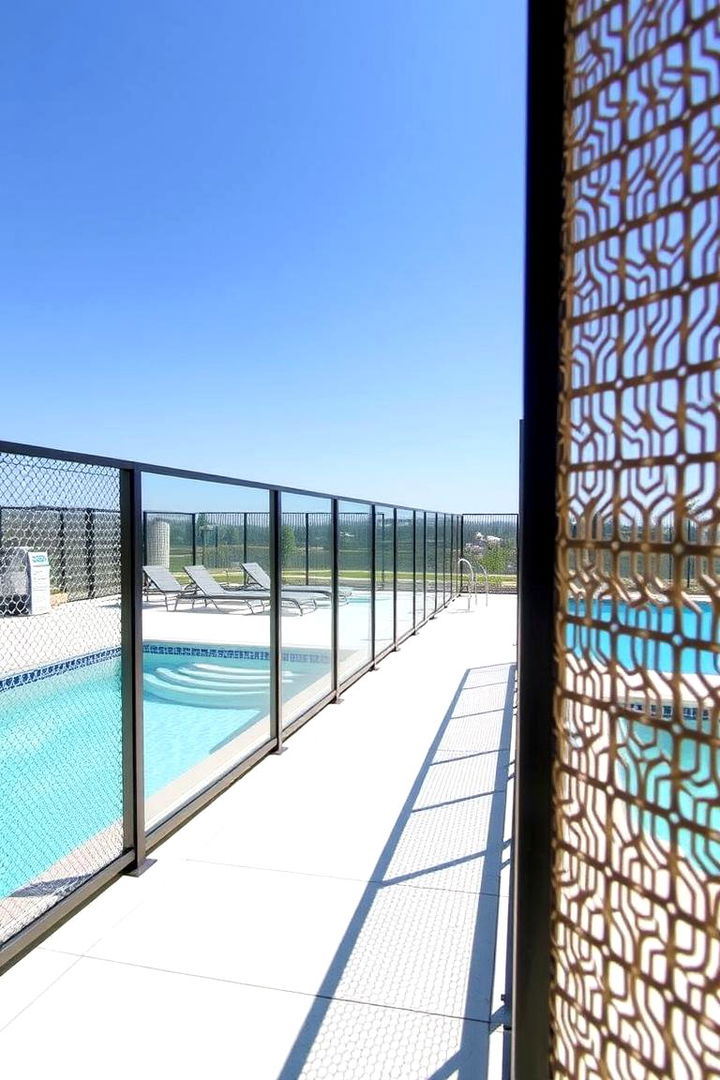 Artistic Mesh Patterns - 22 Pool Deck Railing Ideas