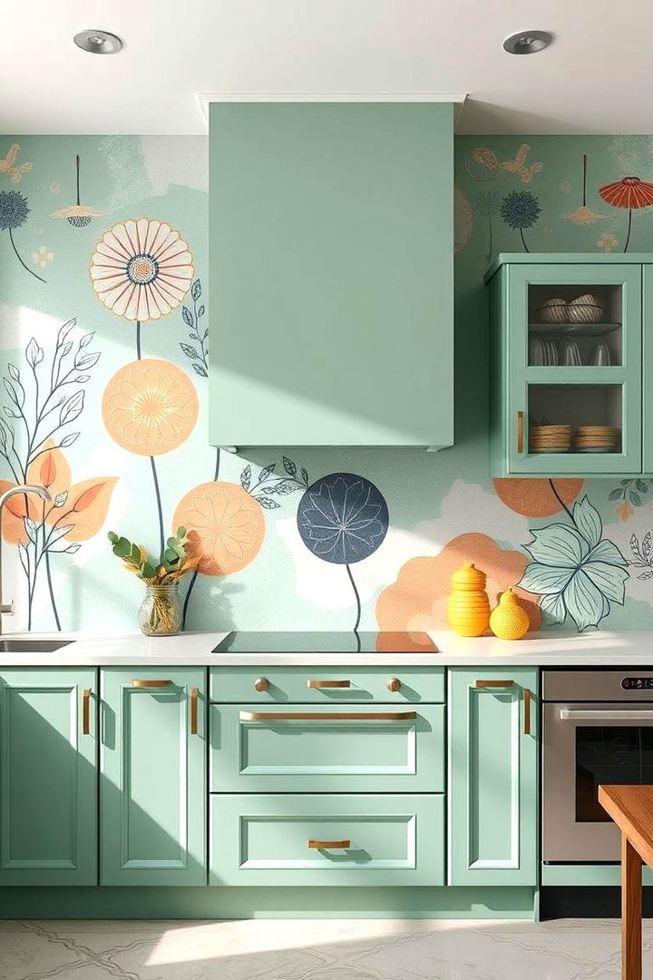 Artistic Mint Green Mural Designs - 22 Mint Green Kitchen Ideas