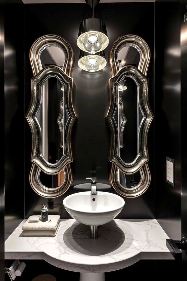 Artistic Mirror Displays - 22 Black and White Powder Room Ideas