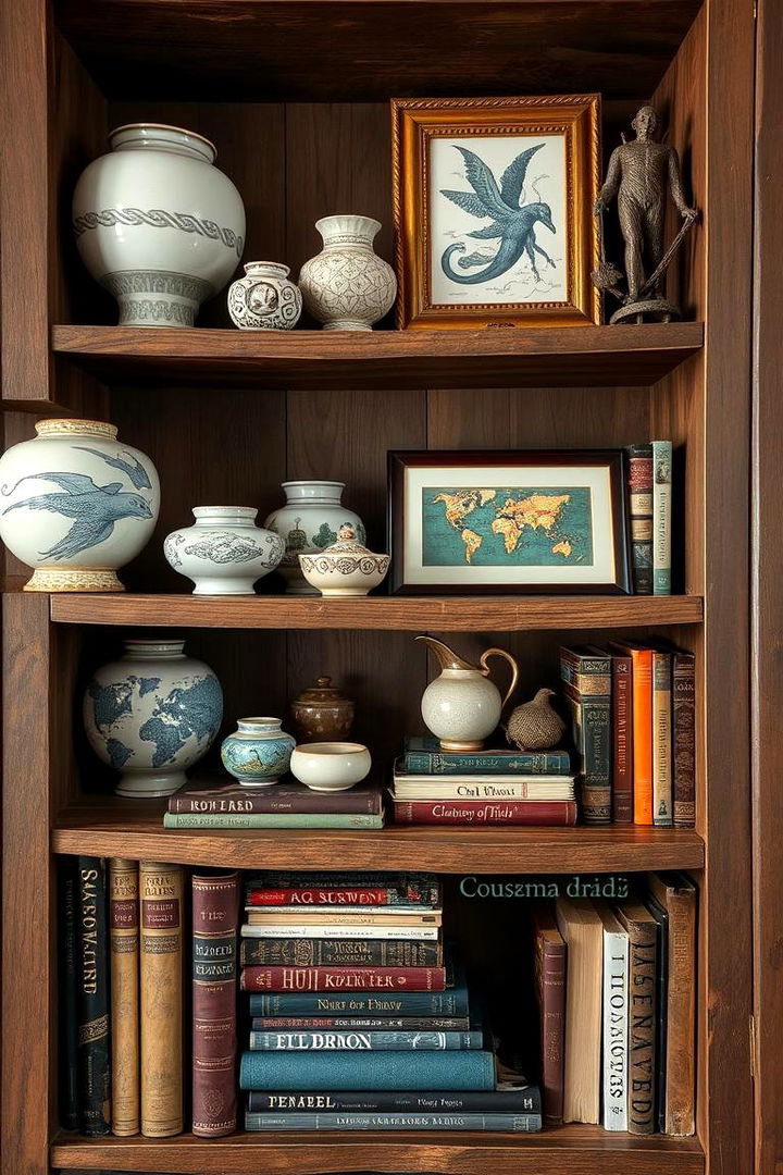 Artistic Mixed Media Decor - 22 Bookshelf Decor Ideas