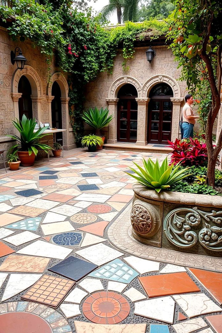 Artistic Mosaic Accent - 22 Terraced Garden Ideas