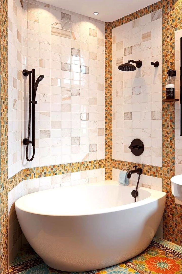 Artistic Mosaic Accents - 22 Tub-shower Combo Ideas