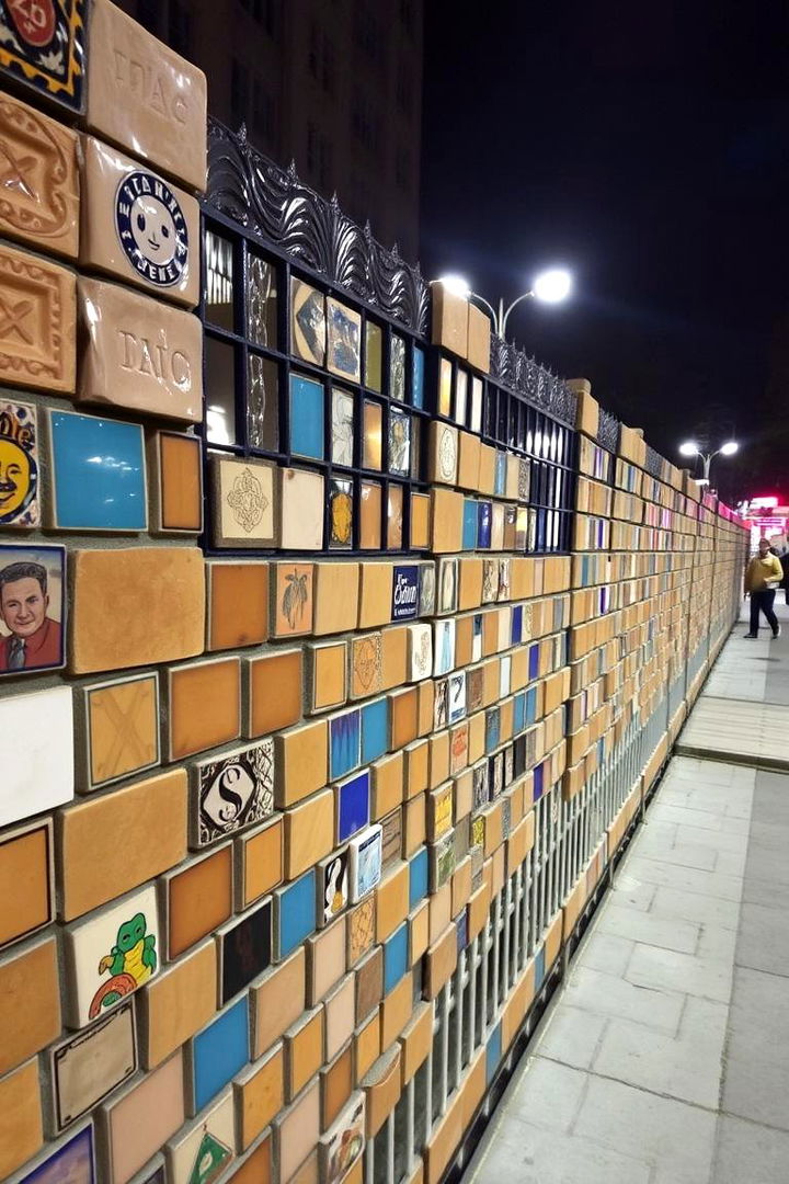 Artistic Mosaic Cinder Block Fence - 22 Cinder Block Fence Ideas