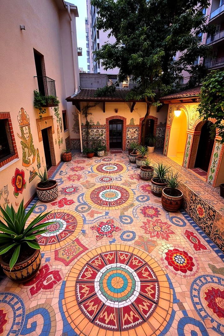 Artistic Mosaic Courtyard - 22 Courtyard Ideas