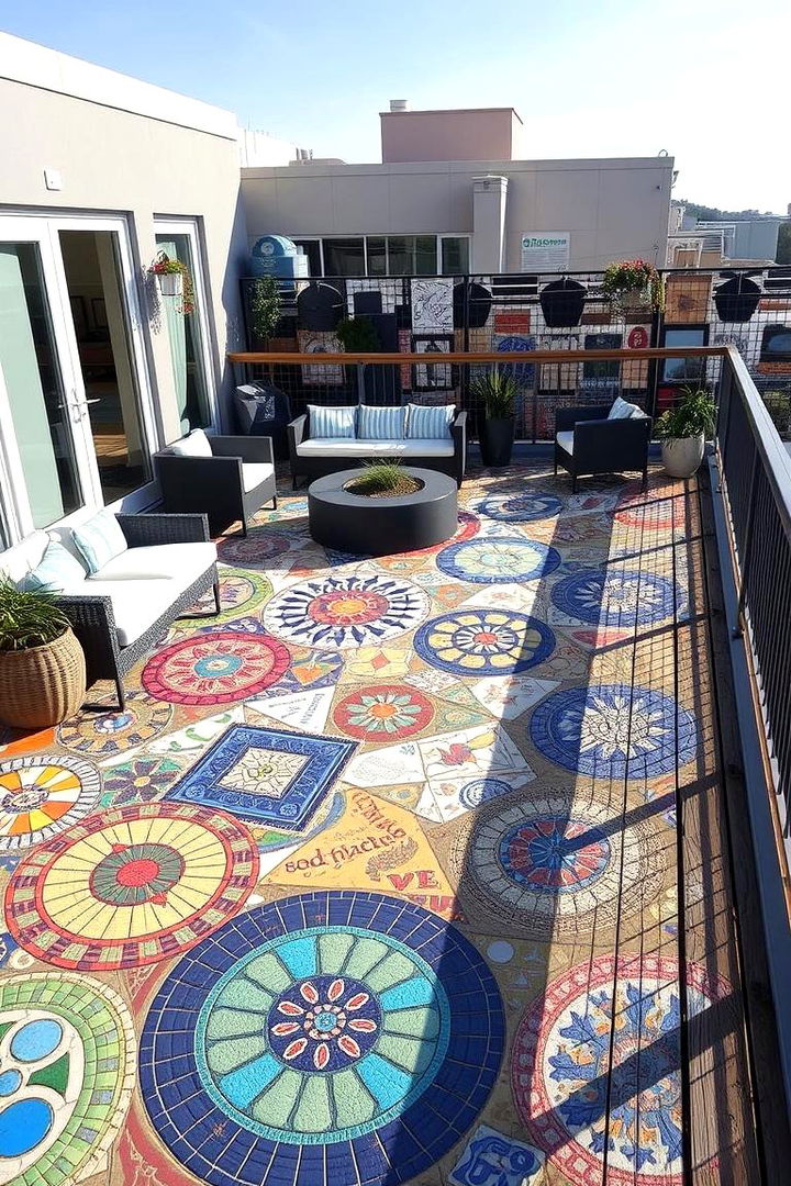 Artistic Mosaic Deck - 22 Backyard Deck Ideas