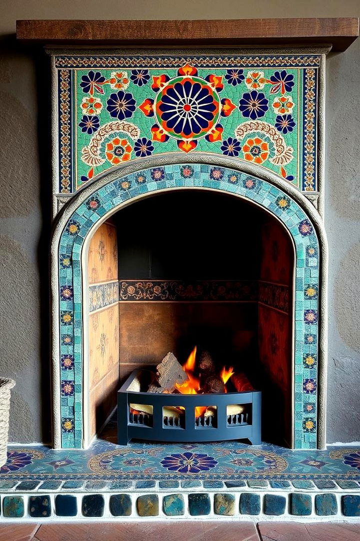 Artistic Mosaic Fronts for Unique Flair - 22 Scandinavian Fireplace Ideas
