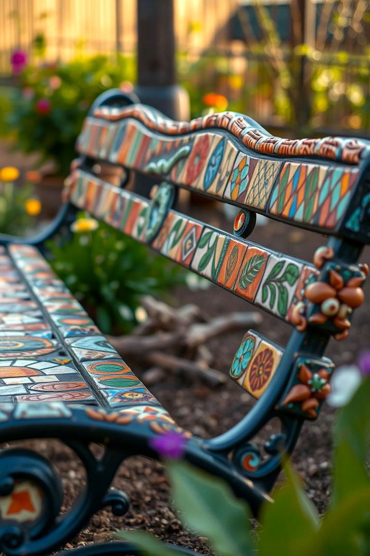 Artistic Mosaic Garden Benches - 22 Mosaic Garden Ideas