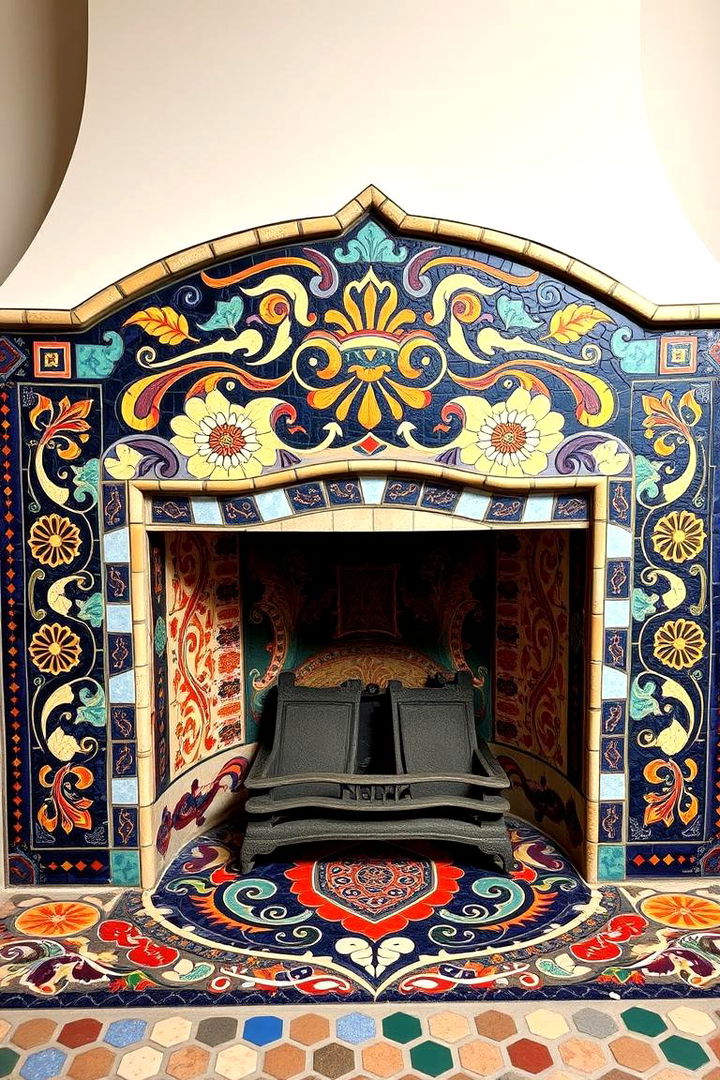 Artistic Mosaic Hearth Designs - 22 Fireplace Hearth Ideas