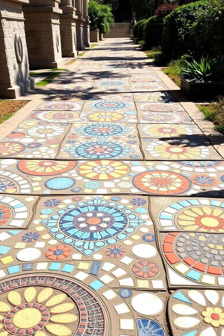 Artistic Mosaic Inlays - 22 Concrete Walkway Ideas