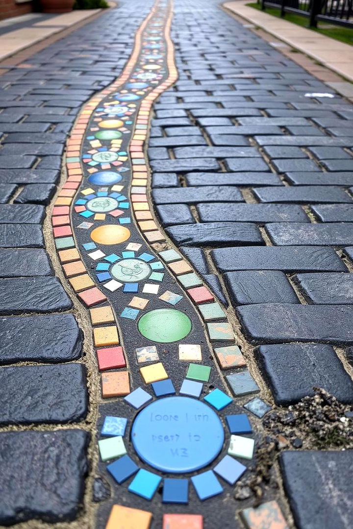 Artistic Mosaic Integrations - 22 Black Brick Walkway Ideas