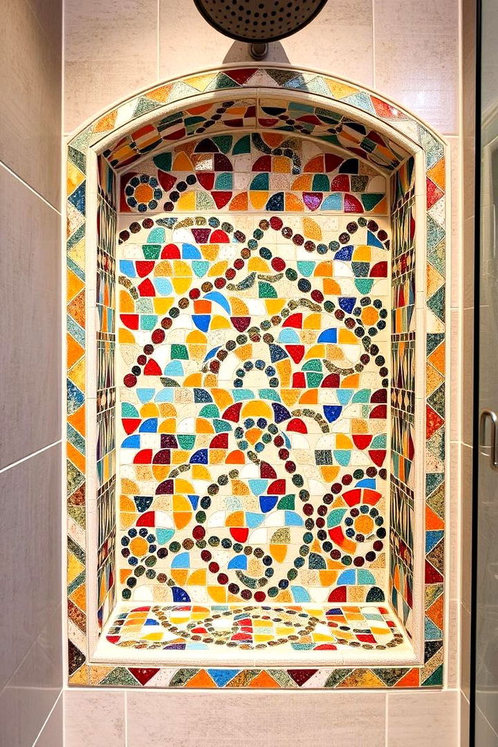 Artistic Mosaic Niche - 22 Shower Niche Ideas